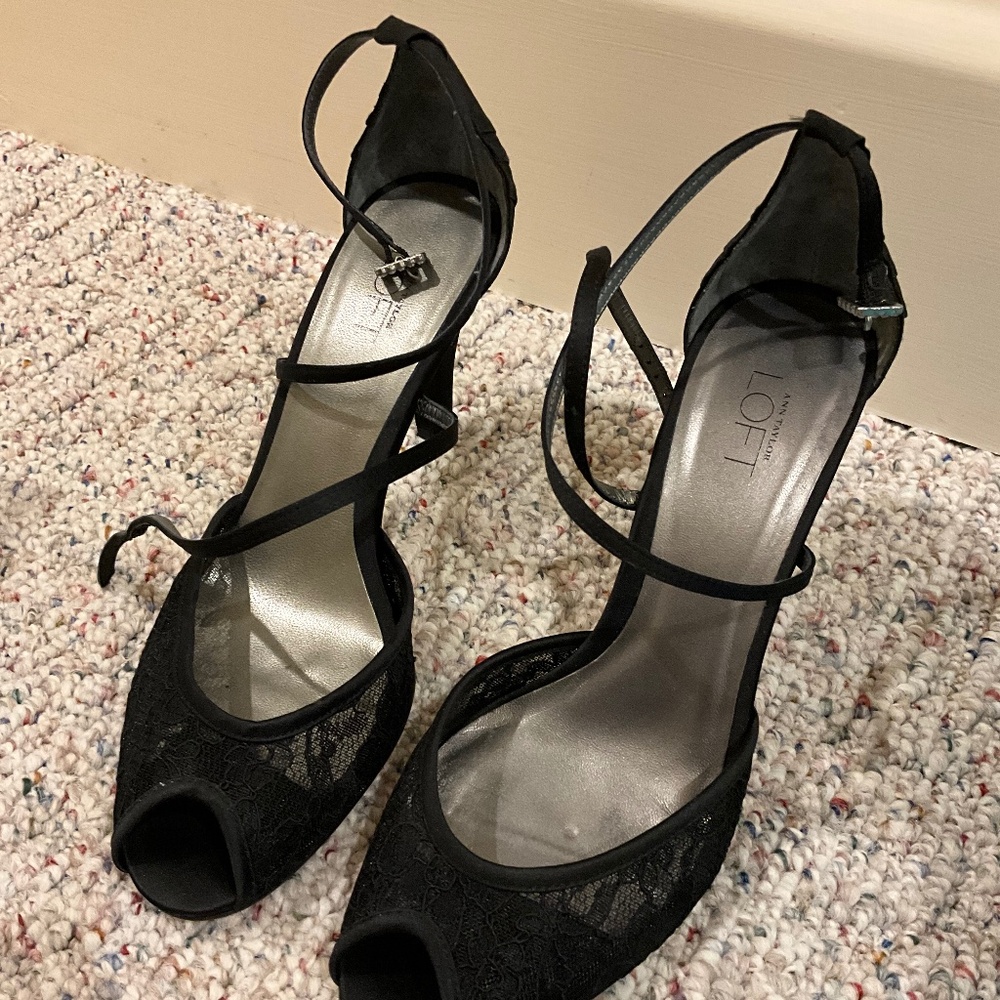 LOFT Black Lace Heels